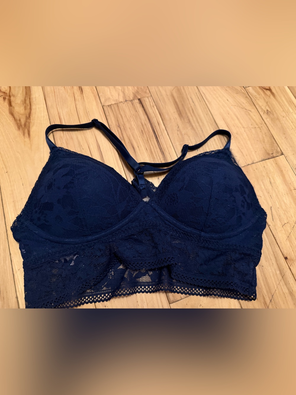Victoria's Secret Navy Blue Lace Longline Bralette Size S (B75 / C70)